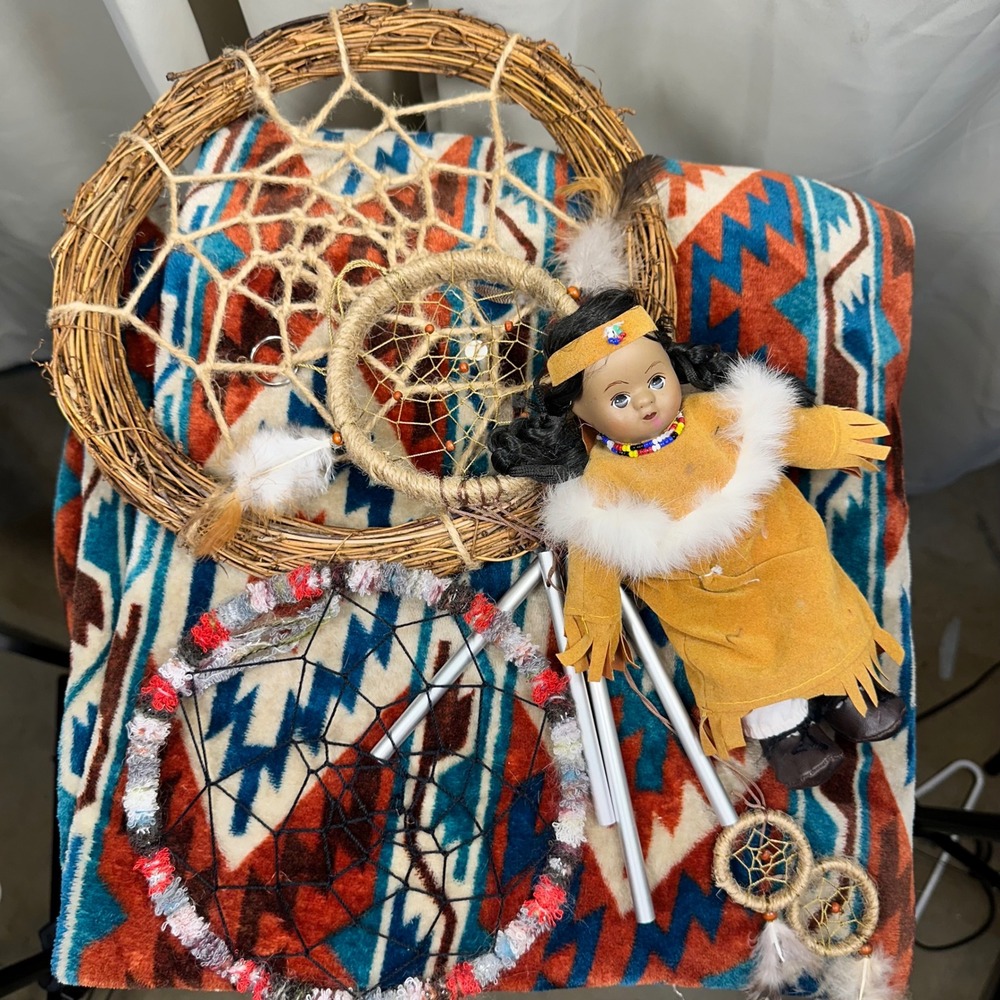 Unbranded Native American Style Doll and Dreamcatcher Set with Blanket